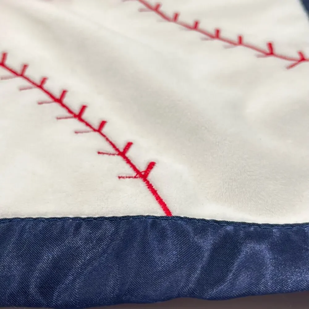 Bearington Bear Teddy Baseball Baby Lovey Blue Satin Red Stitching